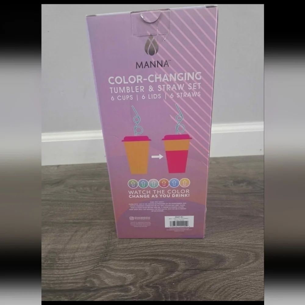 Manna color changing 12oz tumbler & straw 6pk set NEW